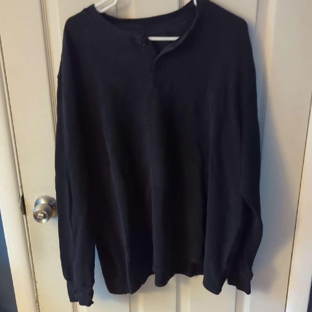 Black Long Sleeve Henley Shirt